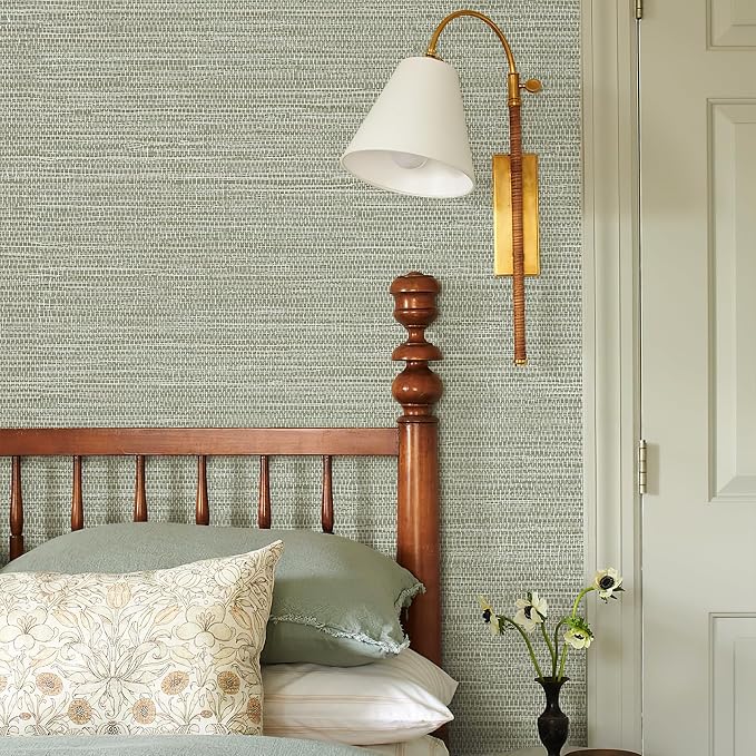 Simon&Siff Textured Grasscloth Peel and Stick Wallpaper 17.7"x197" Neutral Faux - Image 3