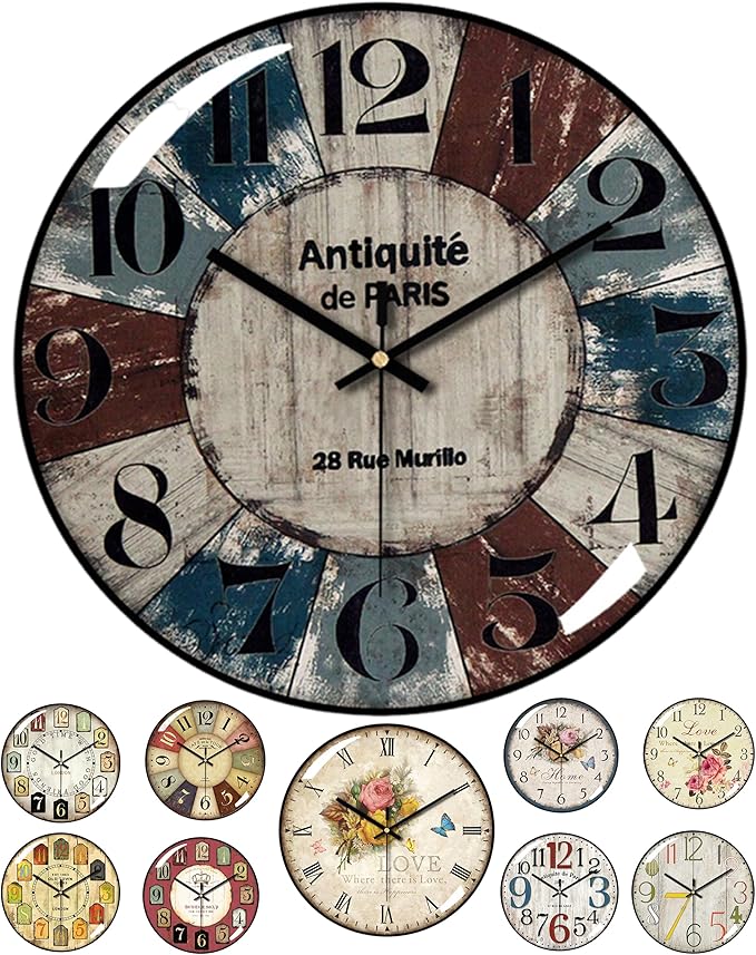 Decorative Wall Clocks Batterys Operated, Retro Wall Clock by Unknown