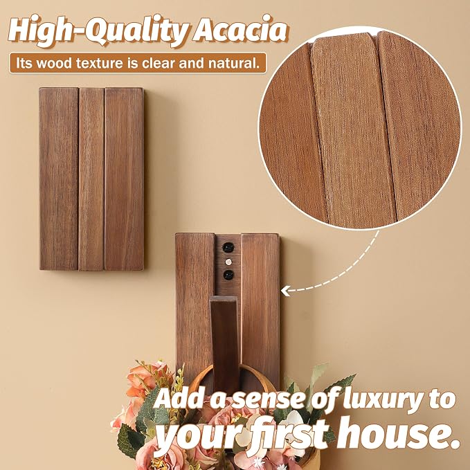 Foldable Wall Hooks 2Pack: Rustic Wooden Coat Hooks Mounted - Image 2