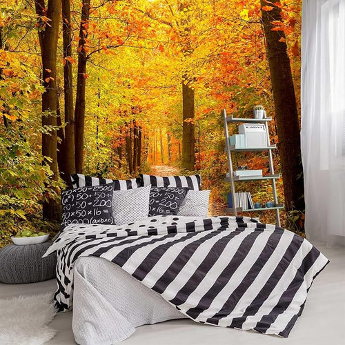 -Autumn Gold Forest Jungle Tree Fabric Wallpaper Living Room Bedroom Bathroom by YIHWM-PurchaseNow
