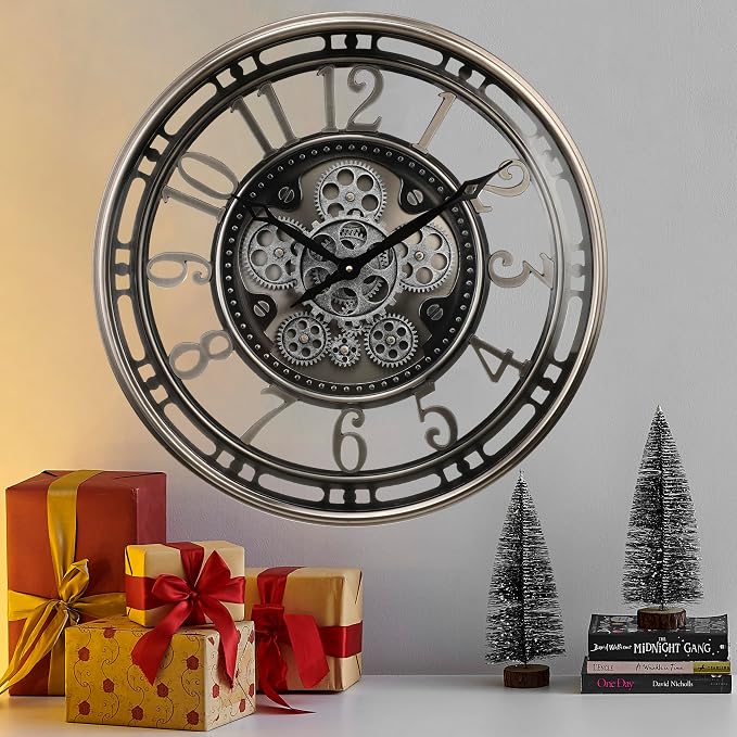 CLXEAST 21 Inch Large Moving Gear Wall Clock, Industrial Steampunk Decor - Image 8