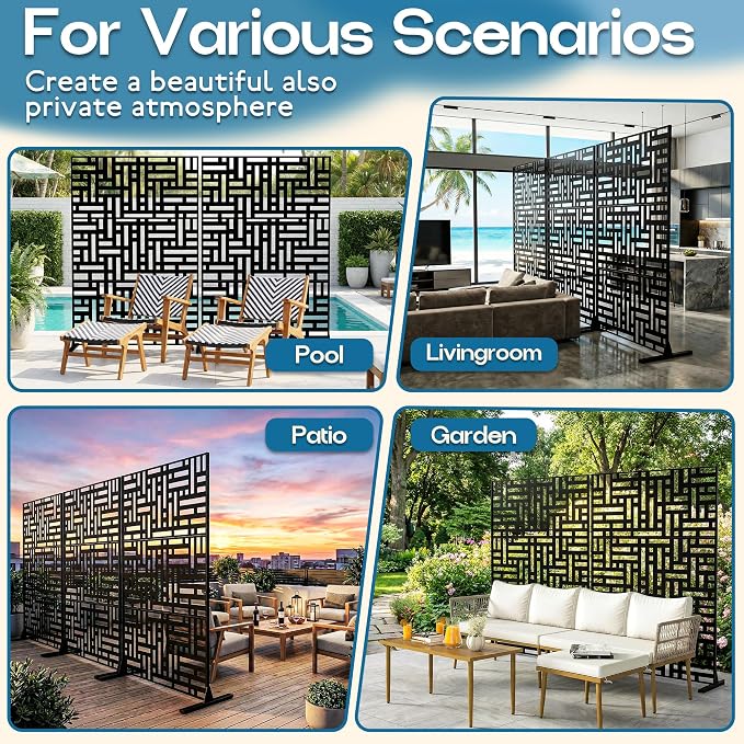 MTART Metal Privacy Screen 72" H x 47.2" Decorative Outdoor Privacy Screen - Image 7