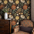 JiffDiff Boho Wallpaper Peel and Stick 17.3" x 400" Vintage Sun Floral Retro by wallpaper