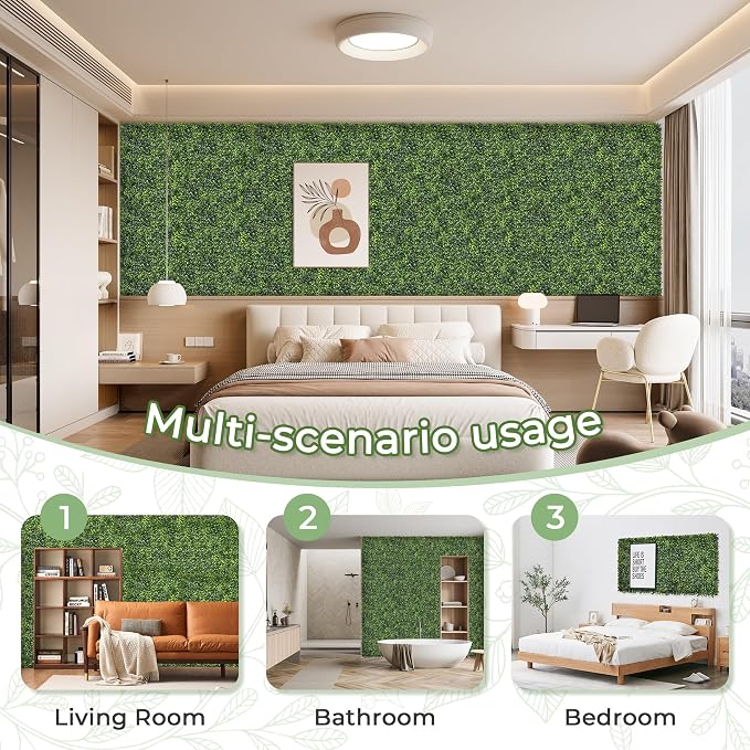 Artificial Grass Wall Panel Screen: 10"x10" 6P UV-Anti Faux Boxwood Panels - Image 5