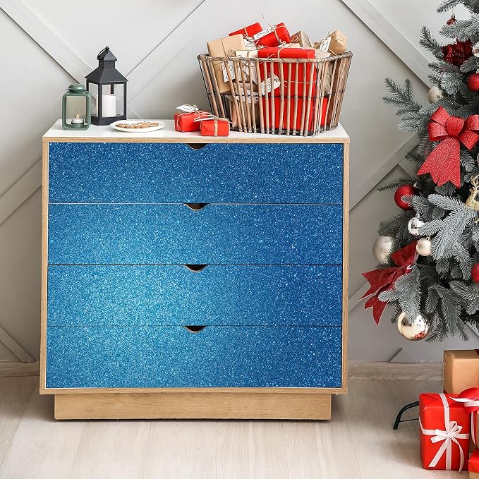 CHIHUT Sparkle Blue Glitter Wallpaper Stick and Peel 15.7''x100'' Self Adhesive - Image 4