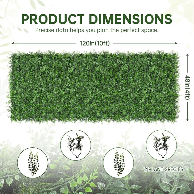 Artificial Green Wall Panels: 48"x120" Boxwood Hedge Green Wall Decor Backdrop - Image 2