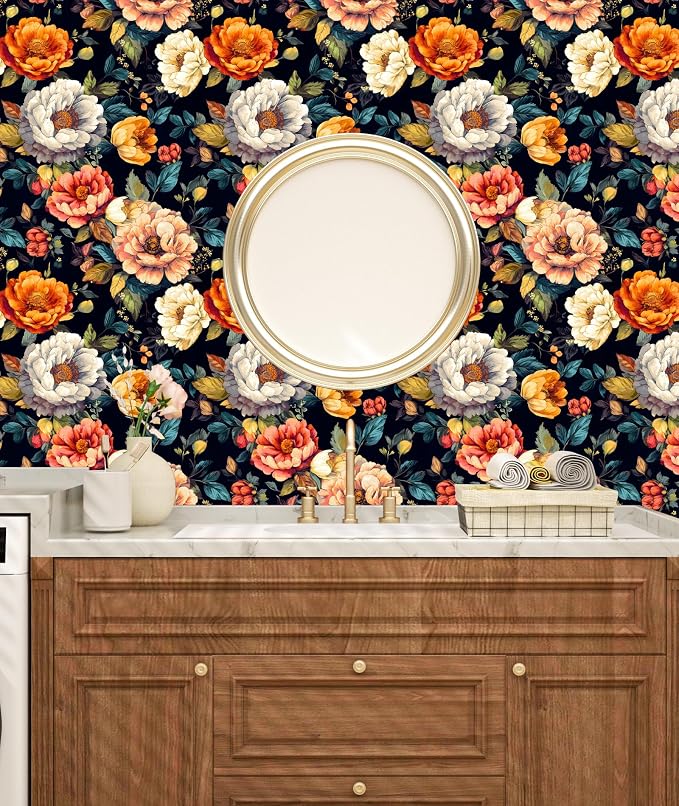 BOKEBEVE Extra Long Peel and Stick Wallpaper Vintage Extra Long Floral - Image 2