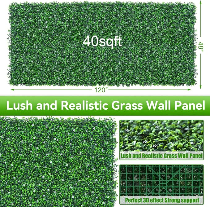 EverNture 48"x120" Grass Wall Panels, Artificial Grass Backdrop, Fake Greenery - Image 2