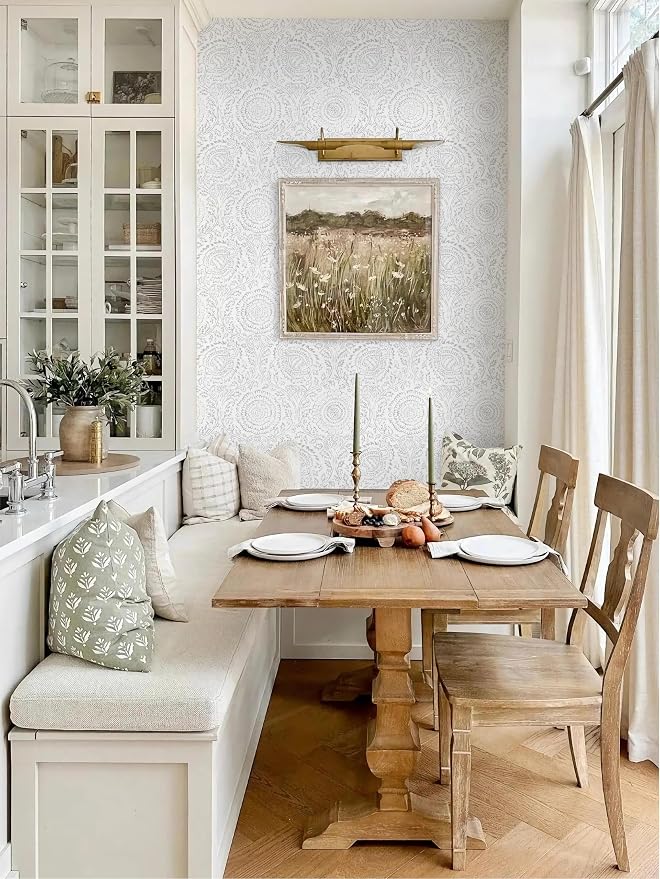 Heroad Peel and Stick Wallpaper Modern Floral Wall Paper Boho Grey Contact - Image 7