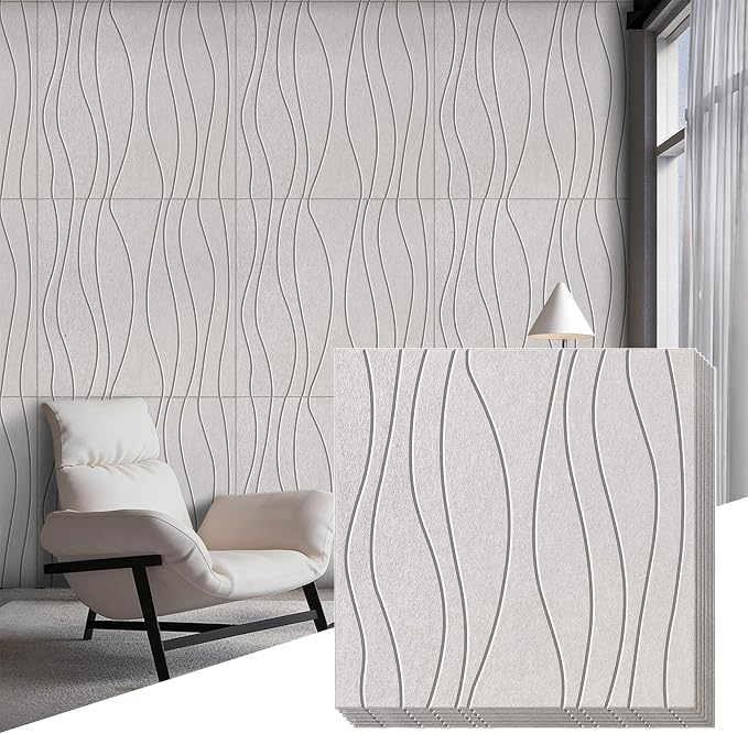 6 PCS Acoustic Panels, 23.6x23.6'' Self-Adhesive Soundproof Wall Panels by PERPE