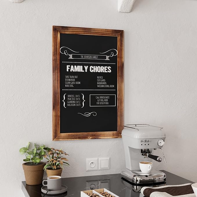 HBCY Creations 20" X 30" Torched Brown Solid Wood Frame Wall Chalkboard - Image 6