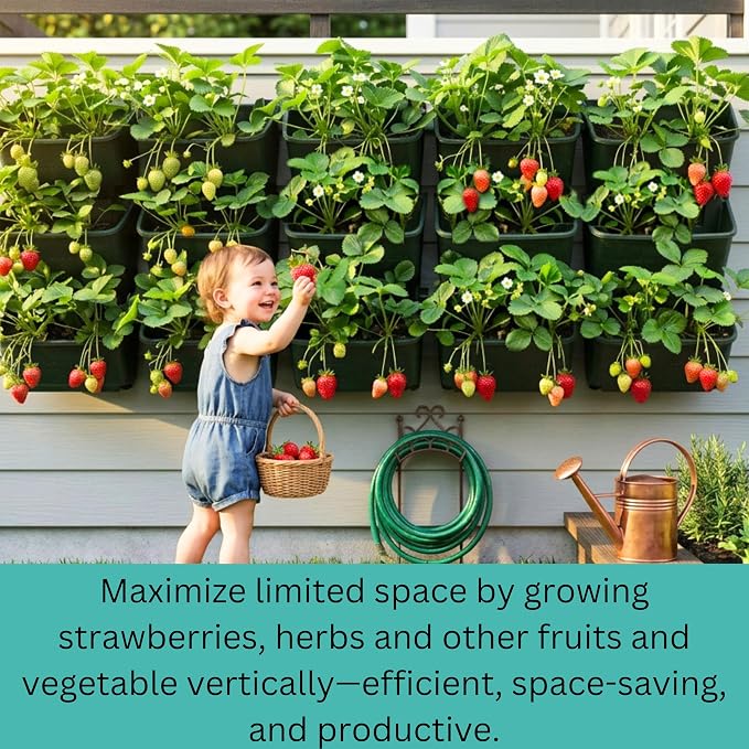 LaLaGreen Vertical Garden Planter – 24 Pack 13 Inch Dark Green Hanging Pots - Image 7