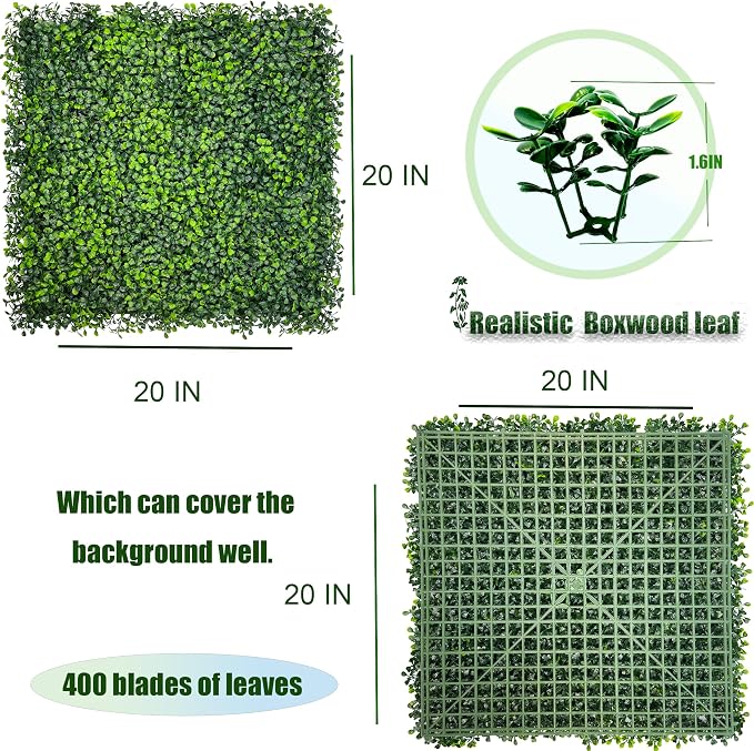 Artificial Boxwood Panels, Garden and Indoor Outdoor Plant Wall&Fence Covering - Image 2