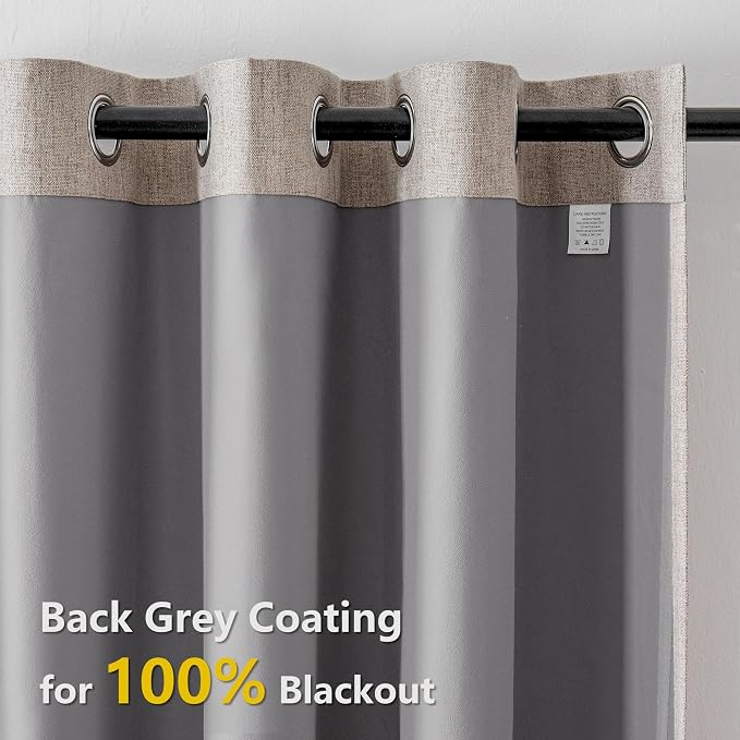 IGEMAEVE Linen Blackout Curtains 84 Inch Length 2 Panels Set, 100% Black Out - Image 9