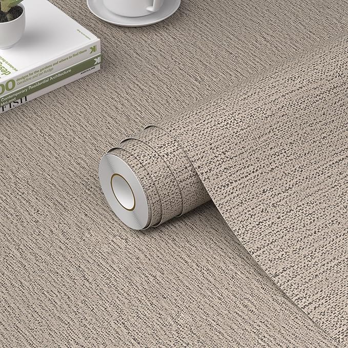 WADILE Grasscloth Peel and Stick Wallpaper 15.7in x 78.7in, Textured Contact by WADILE