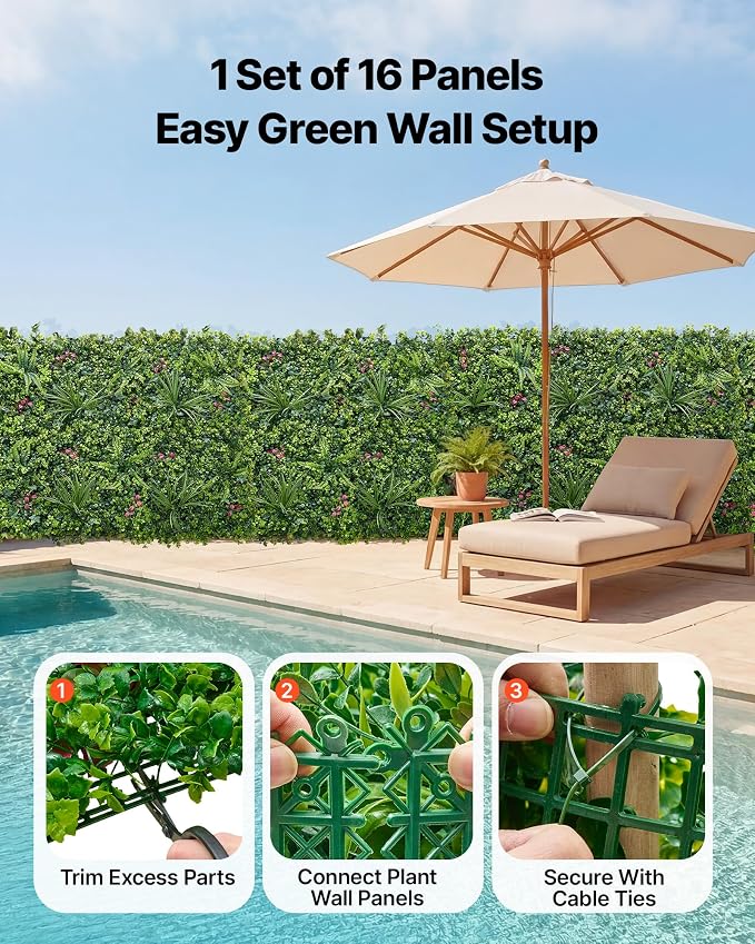 VEVOR Artificial Plant Wall, Fake Grass Wall Screen - Image 4