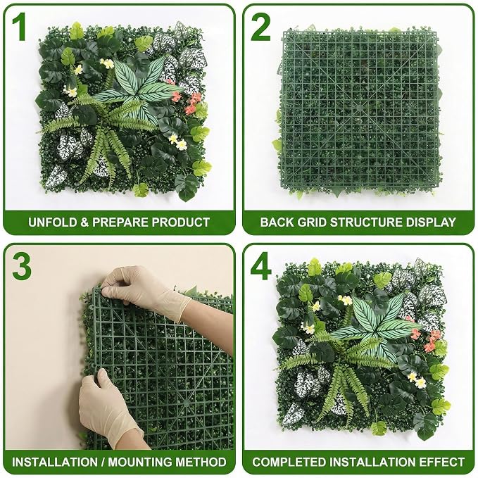 8 Pack 20"x20"Grass Wall Panels-Artificial Boxwood Panels - Image 4