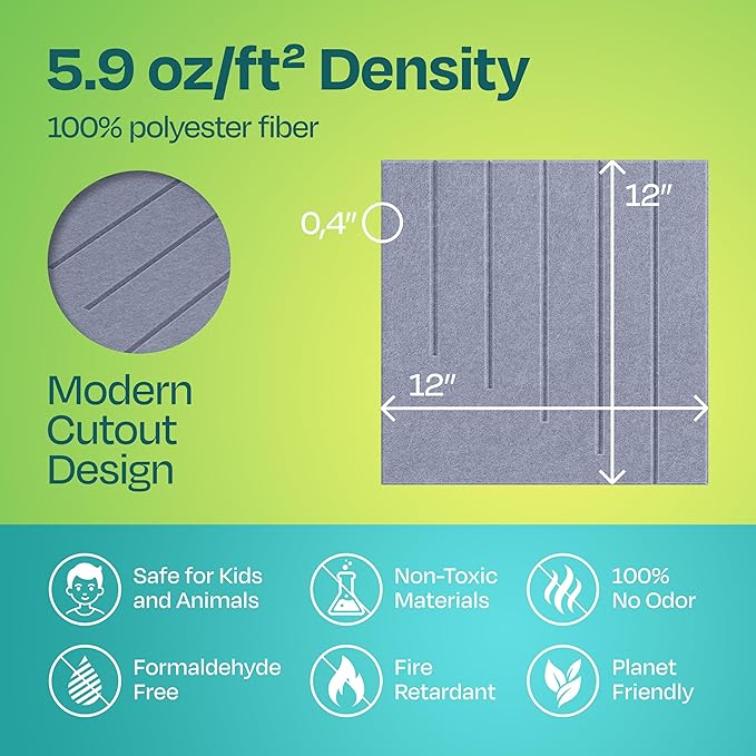 Acoustic Panels 12-Pack Soundproof Wall Panels 12"x12"x0.4" Decorative Sound - Image 6