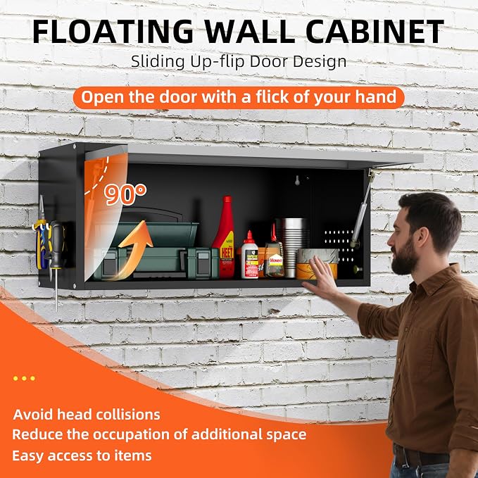 Metal Garage Wall Cabinet, Floating Garage Tool Cabinets - Image 4