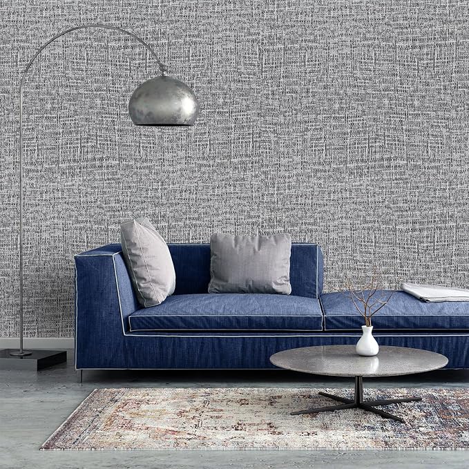 Yancorp 24"x120" Textured Fabric Wallpaper Faux Grasscloth Peel and Stick - Image 2