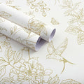 Froluya Cream White and Gold Floral Wallpaper Peel and Stick Wallpaper by Froluya