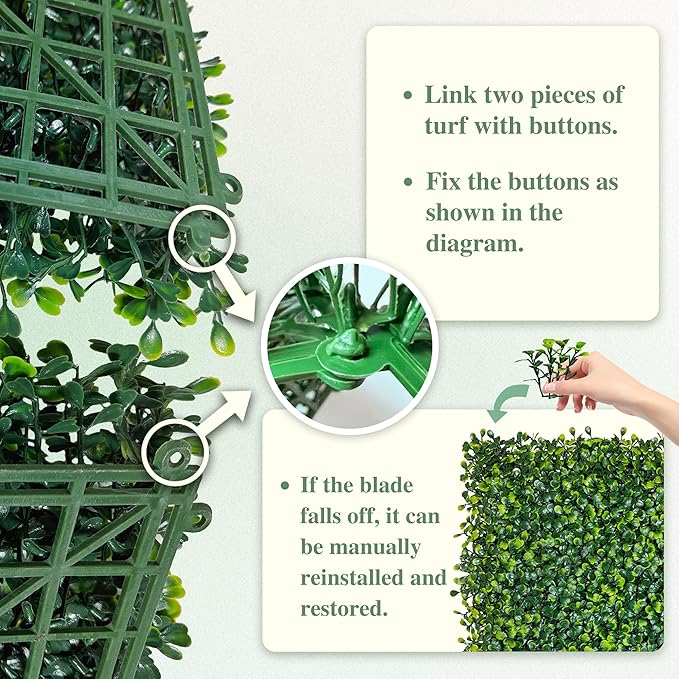 ODTORY Artificial Boxwood Roll Panels, Decorative Grass Wall Covering - Image 4