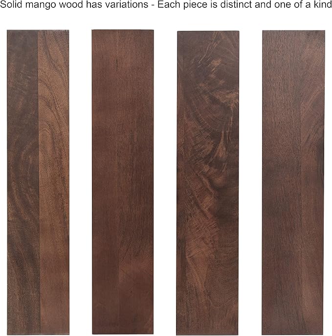 Kate and Laurel Atwood Three-Tiered Adjustable Mango Wood Wall Shelf, Walnut - Image 7