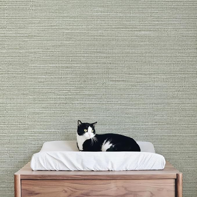 JiffDiff Grasscloth Wallpaper Peel and Stick Cream Grassweave Stick on - Image 8