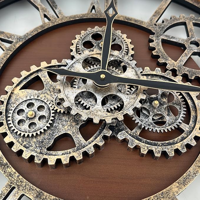 The B-Style Large Wall Clock 24 inch Moving Gear Wall Clock Oversized Vintage - Image 4