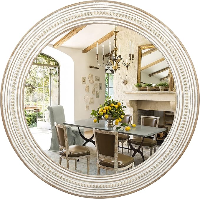 Reflinto 24 Inch Boho Wooden Round Mirrors by ReflintoWallDecor