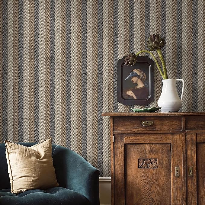 Simon&Siff Textured Fabric Wallpaper Peel and Stick 17.3"x400" Beige/Brown/Grey by SimonSiff