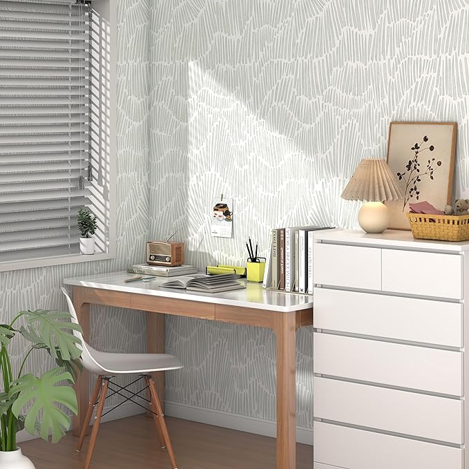 Theper Green Wallpaper 17.3"×197" Modern Striped Peel and Stick Wallpaper Boho - Image 6