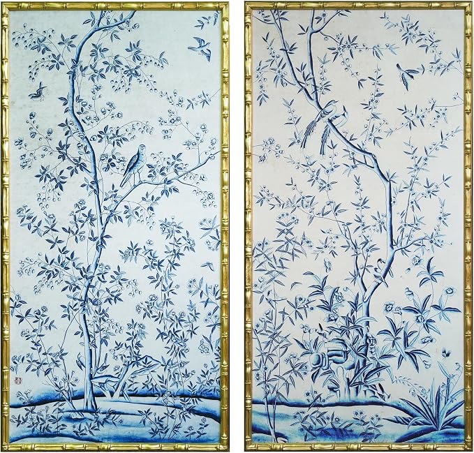 HongFengtang Chinoiserie Bamboo Wall Art Print, Hand Painted Style Vintage - Image 2