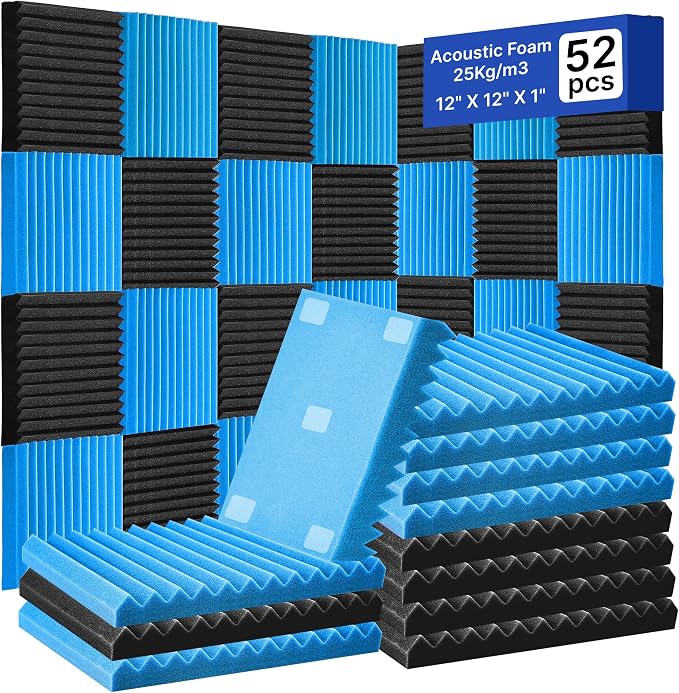 52 Pack Acoustic Foam Panels 1" x 12" x 12"Acoustic Wedge Studio Foam Sound by Unknown