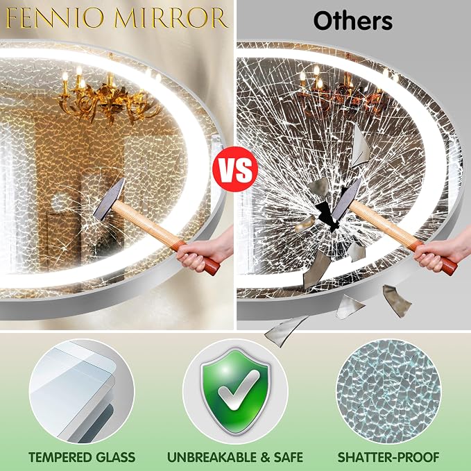 FENNIO Full Length Mirror with Lights, Free Standing Lighted Floor Mirror - Image 6