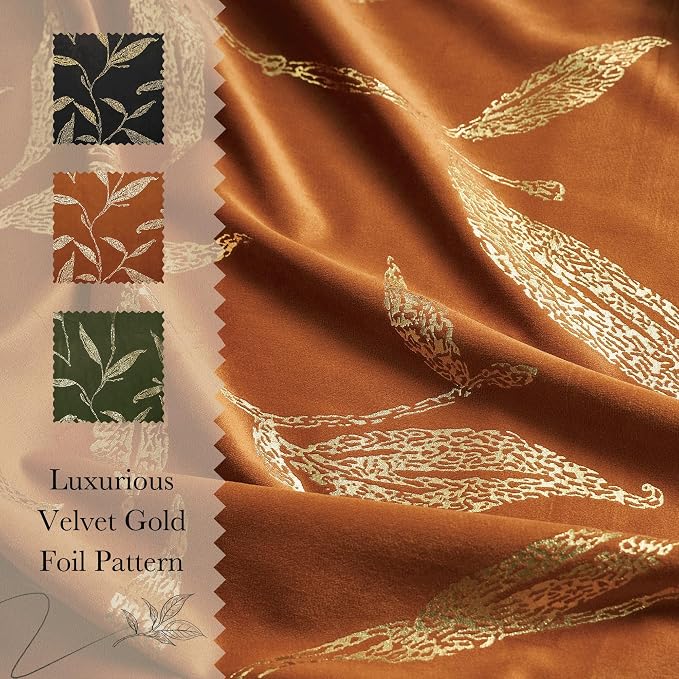 NICETOWN Burnt Orange Velvet Curtains 96" Long - Image 6