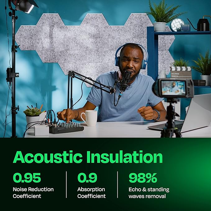 Acoustic Panels 12-Pack Soundproof Wall Panels 12"X10.4"X0.4" Sound Panels High - Image 3