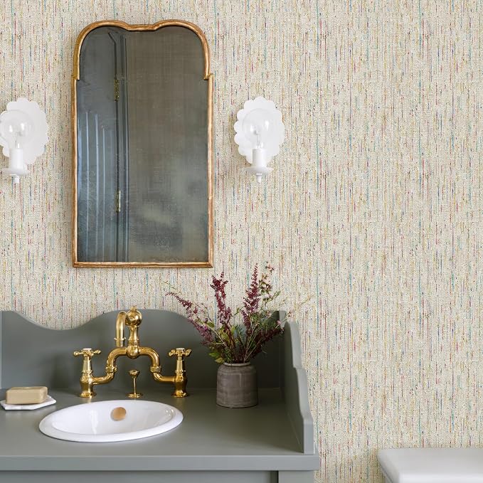 JiffDiff Woven Wallpaper Peel and Stick 17.3" x 1200" Colorful Paint Grasscloth - Image 4