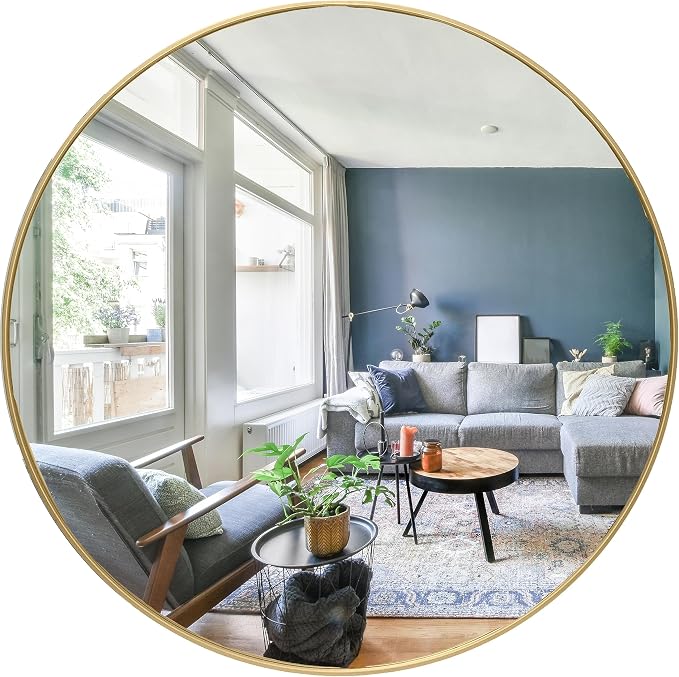 Gold Circle Wall Mirror 24 Inch Round Wall Mirror by HBCYCreations
