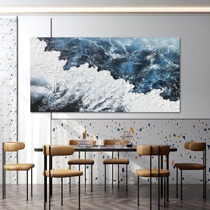 Canvas Wall Art Decor Large Blue White Wall Art Prints Abstract Canvas Wall - Image 6