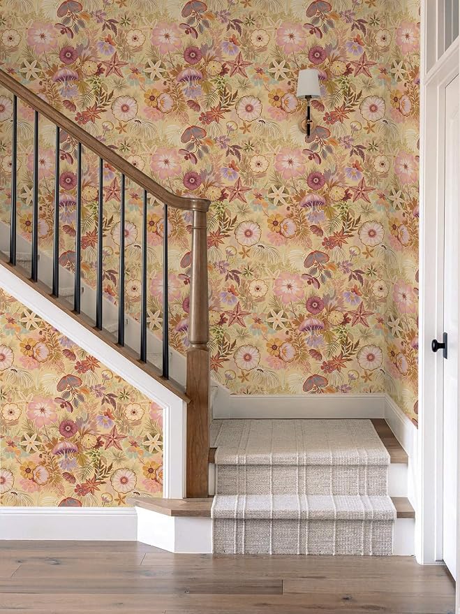 Ismoon Vintage Floral Peel and Stick Wallpaper Deep Beige Contact Paper - Image 8