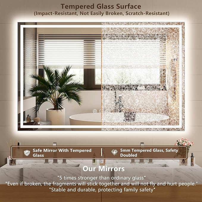 55x36 Inch LED Lighted Bathroom Mirror - Image 5