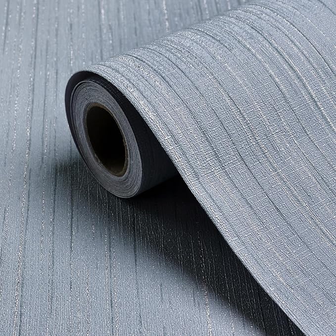 Blue Grasscloth Peel and Stick Wallpaper Texture Self-Adhesive Contact Paper by Biyoeepeelstickwallpaper