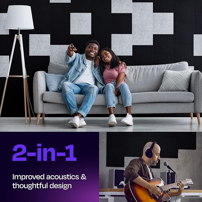 Acoustic Panels 12-Pack Soundproof Wall Panels 12"X12"X0.4" Sound Panels High - Image 2
