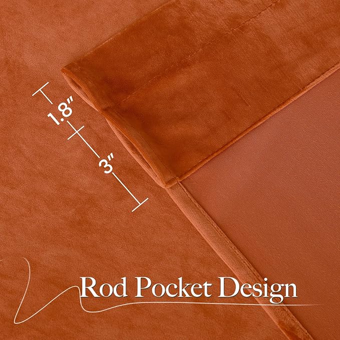 NICETOWN Orange Velvet Curtains 90 inch Long - Image 6