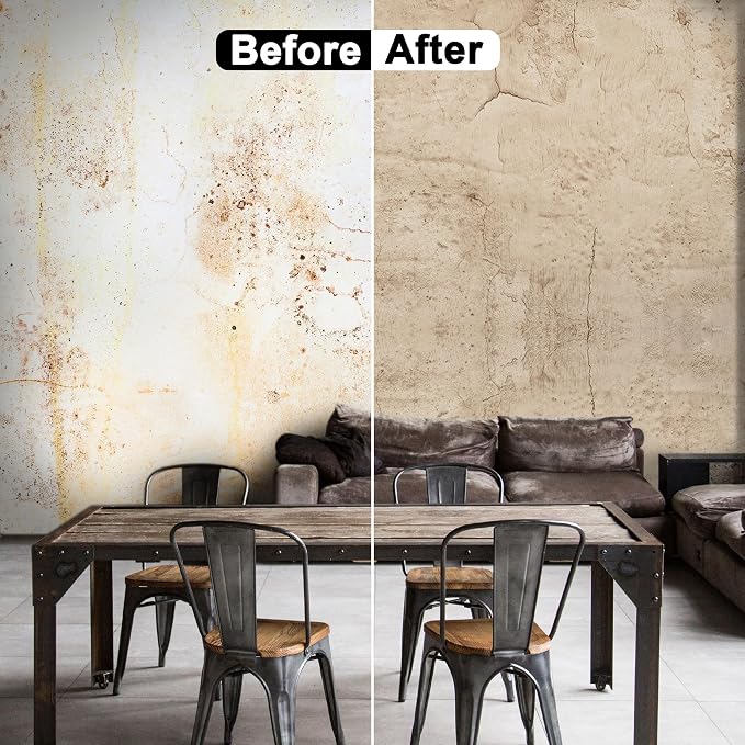 WADILE Beige Concrete Wallpaper 15.7 in * 708 in, Cement Contact Paper 3D Matte - Image 3