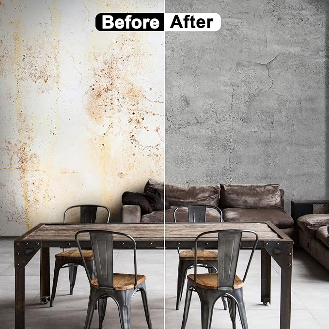 WADILE Light Gray Concrete Wallpaper 15.7 in * 354 in, Cement Contact Paper 3D - Image 3