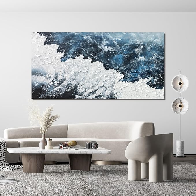 Canvas Wall Art Decor Large Blue White Wall Art Prints Abstract Canvas Wall - Image 4