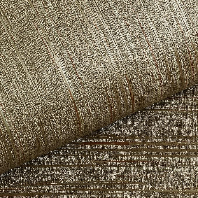 Livelynine Gold Grasscloth Peel and Stick Wallpaper Textured Accent Wall Paper - Image 4