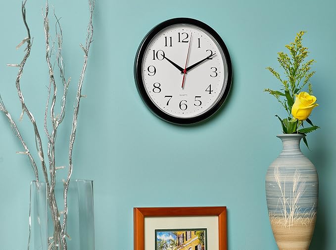 Bernhard Products Black Wall Clock Silent Non Ticking 10 Inch Quality Quartz - Image 6